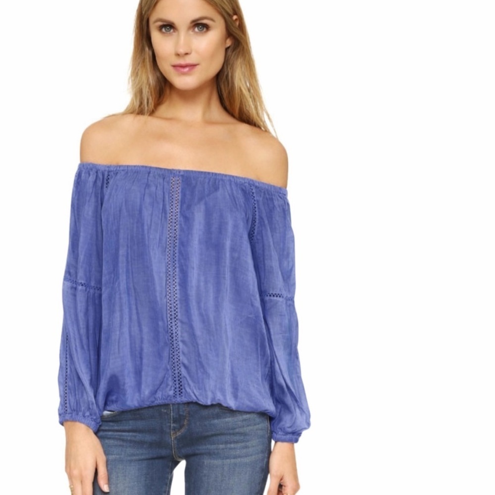 NWT Young Fabulous & Broke YFB Villa Top Purple Lavender Small Off Shoulder L/S